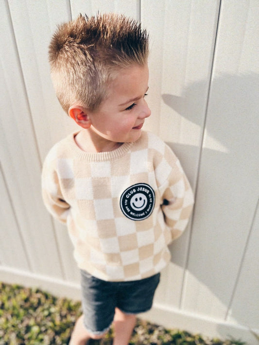 Patch Checkered Knit