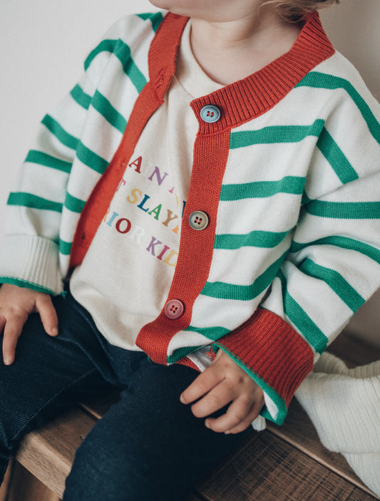 Colorblock Cardigan - Striped