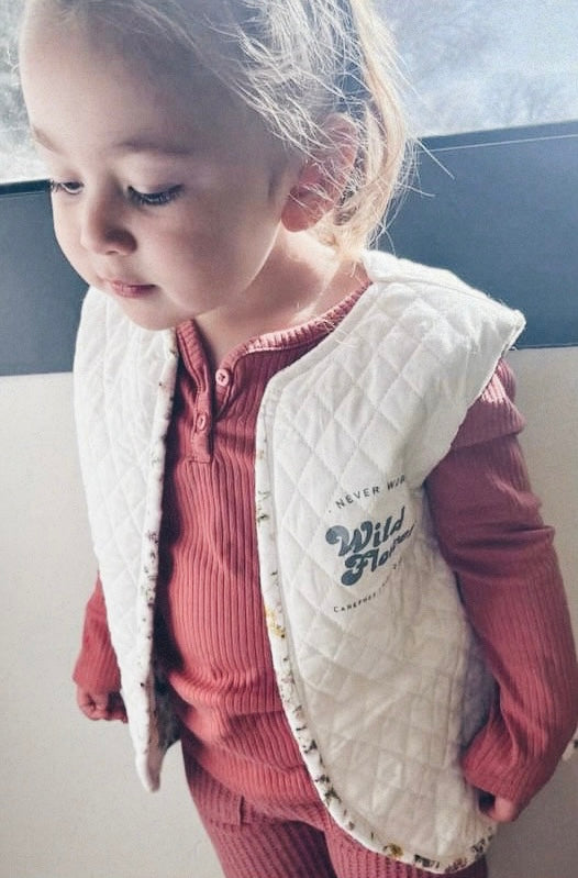 "Wildflower" Quilted Vest - Ivory