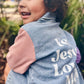 "Jesus Loves Me" Denim Shacket - Lilac/Pink