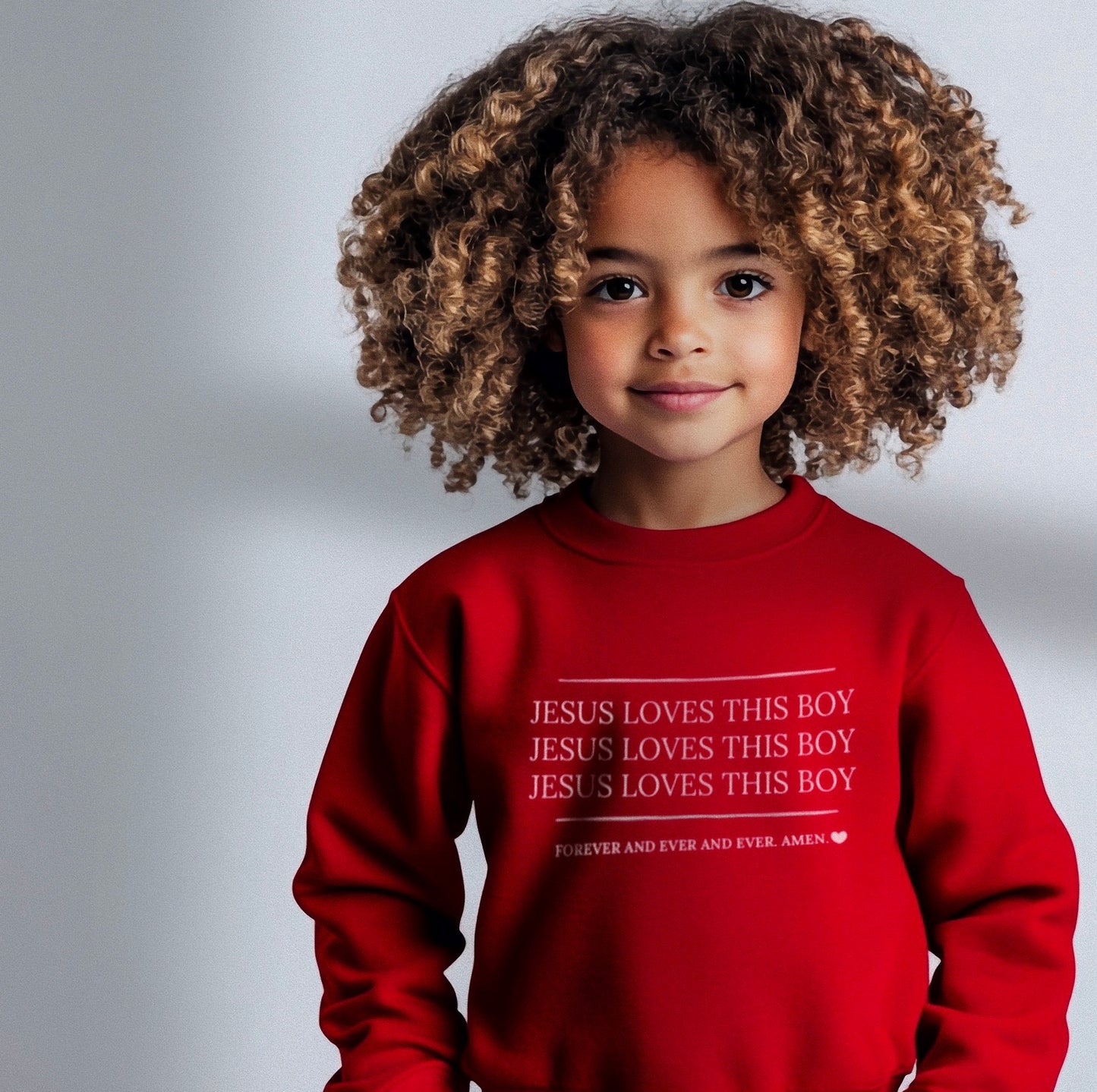 "Jesus Loves this Boy" Crewneck Pullover - Red