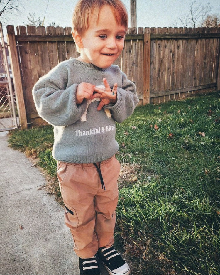 "Thankful & Blessed" Embroidered Sweater