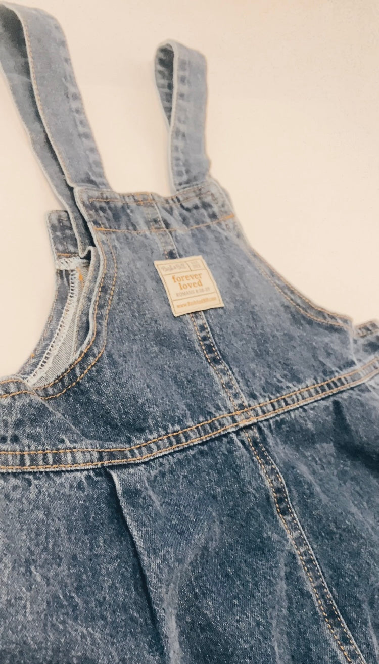 Oversized Denim Overalls - Medium/Dark Wash