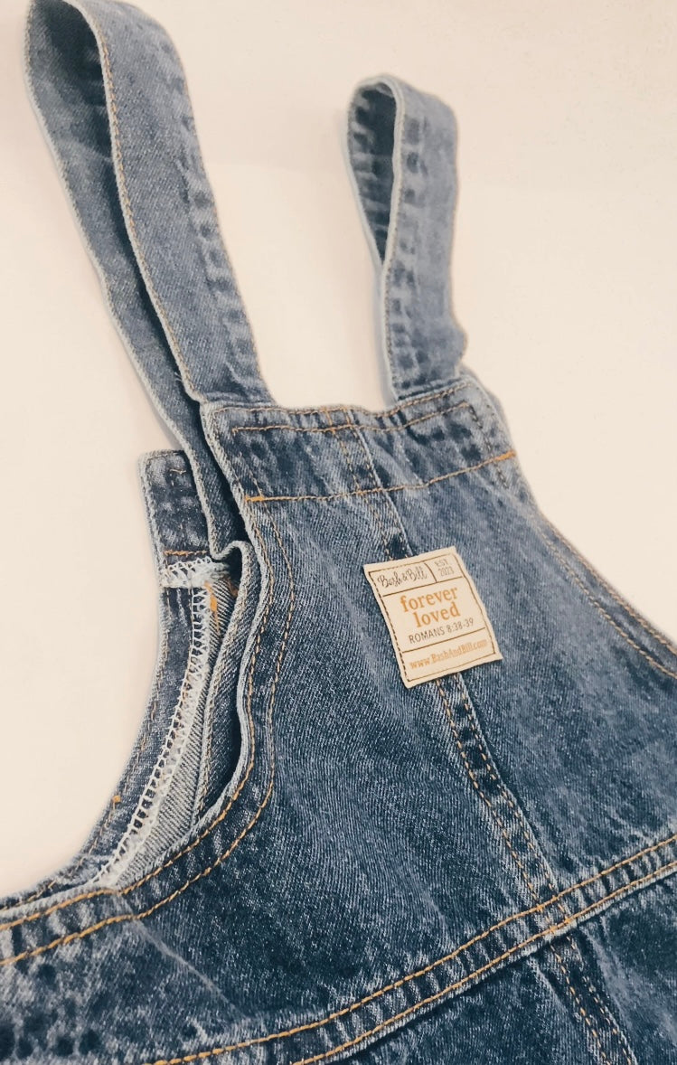 Oversized Denim Overalls - Medium/Dark Wash