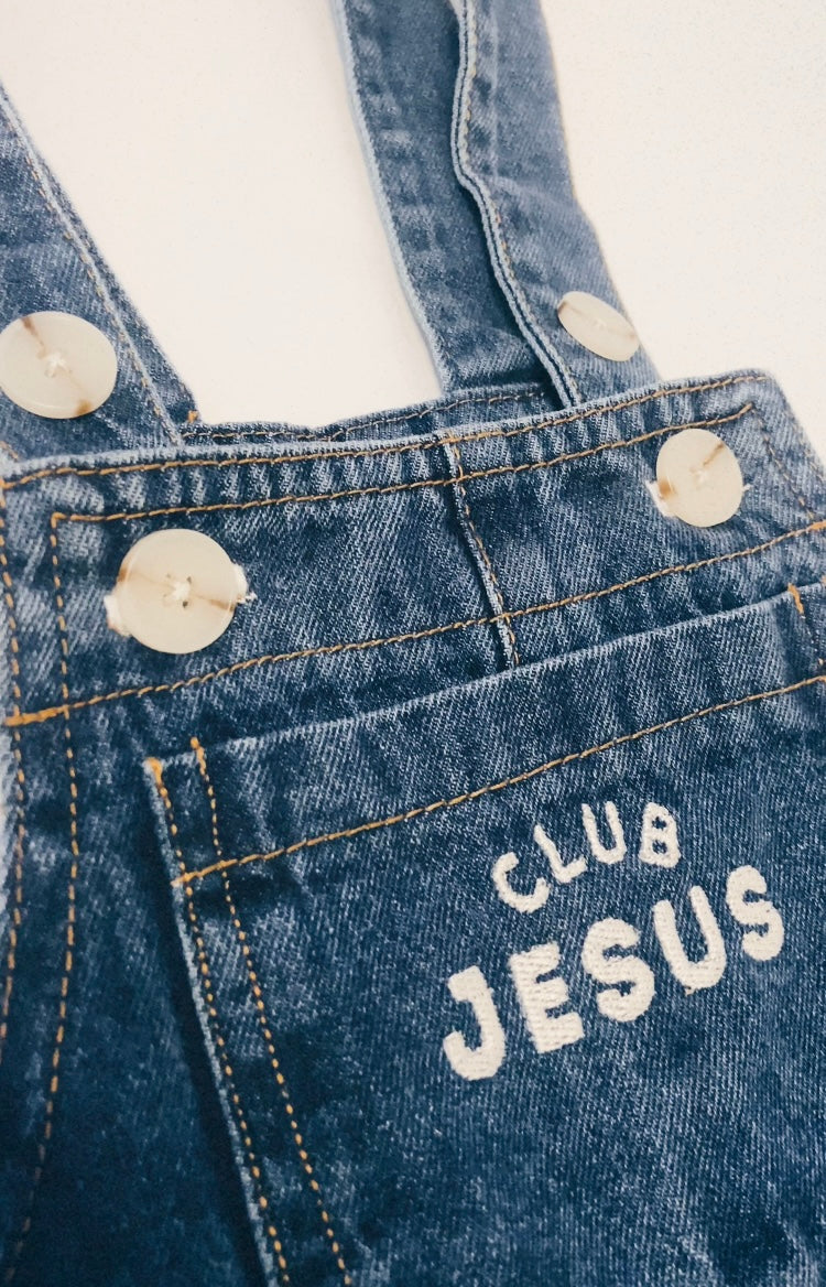 Oversized Denim Overalls - Medium/Dark Wash