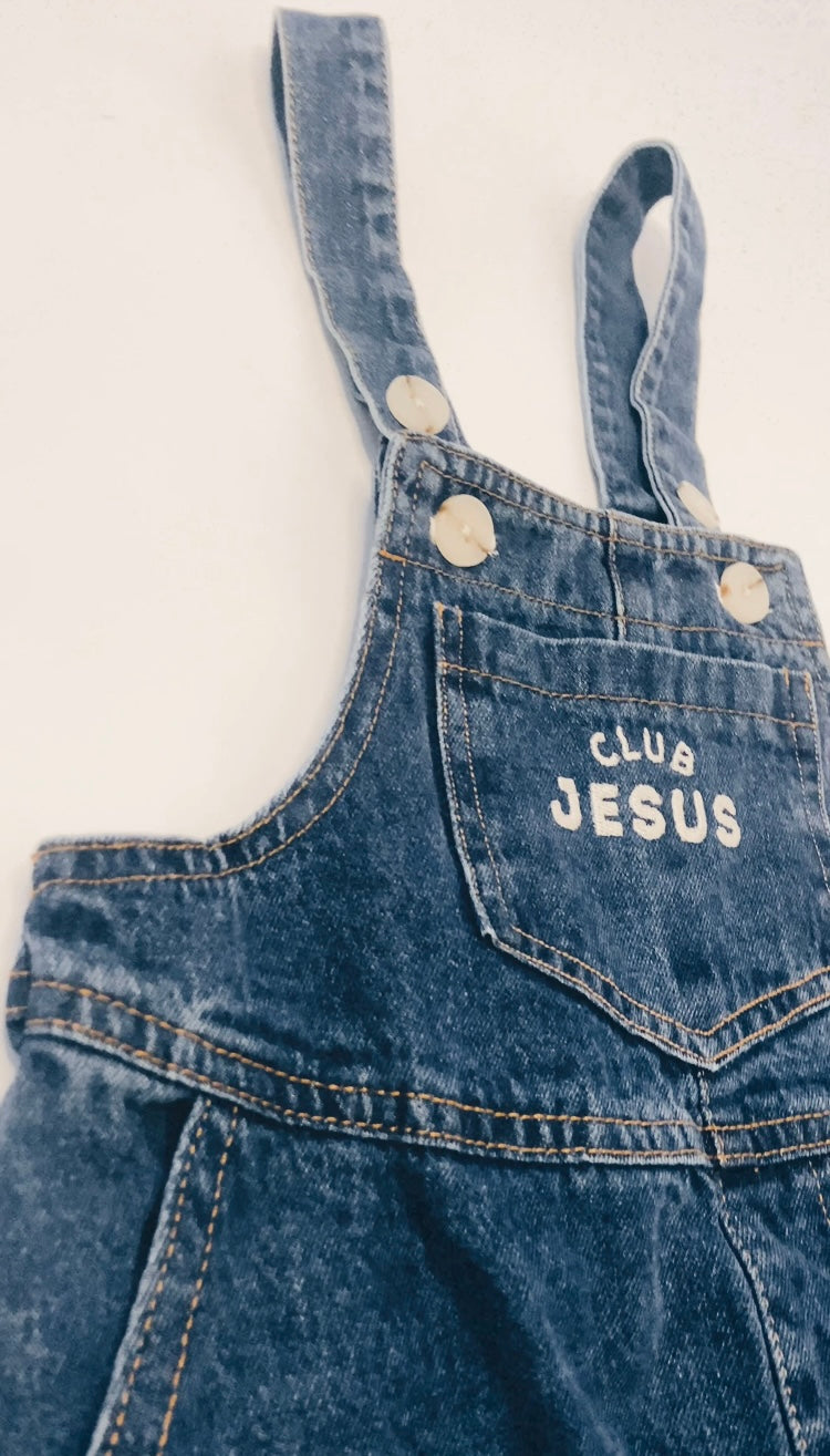 Oversized Denim Overalls - Medium/Dark Wash