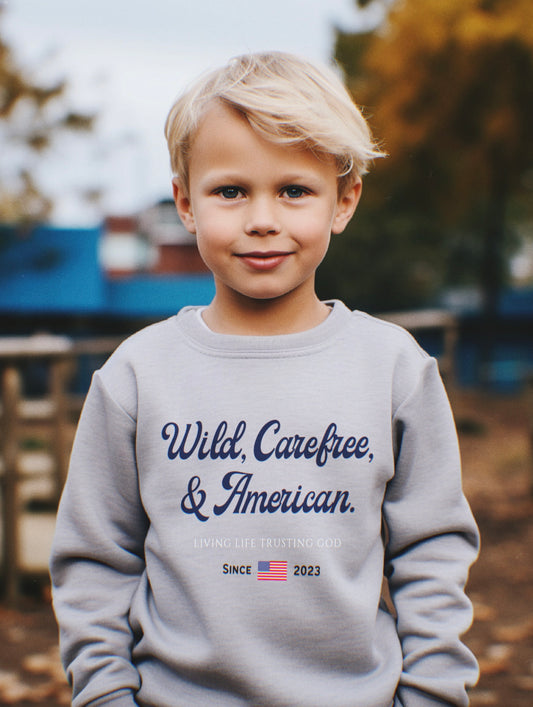 "Wild Carefree & American" Crewneck Pullover