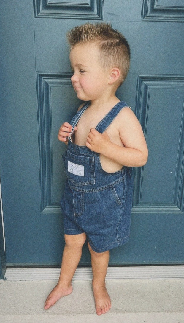 Denim Shortalls - Medium/Dark Wash