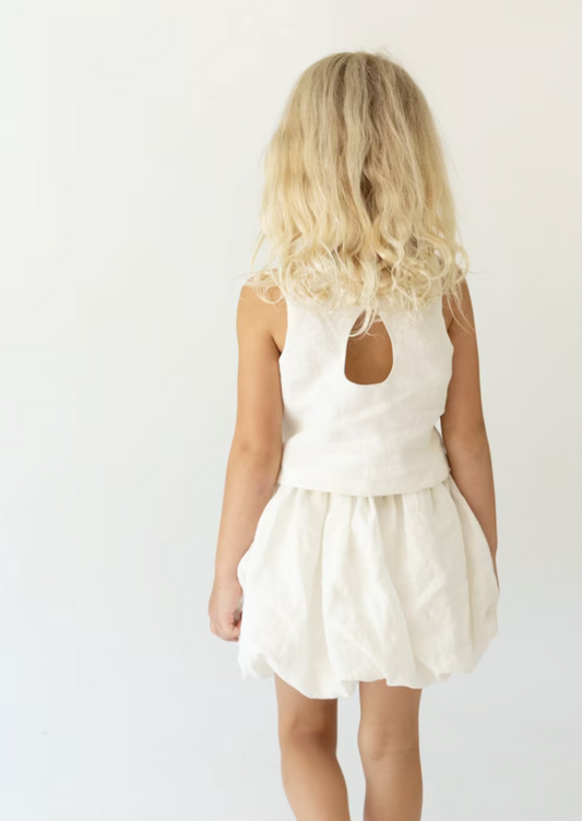 Linen Top & Bubble Skirt Set