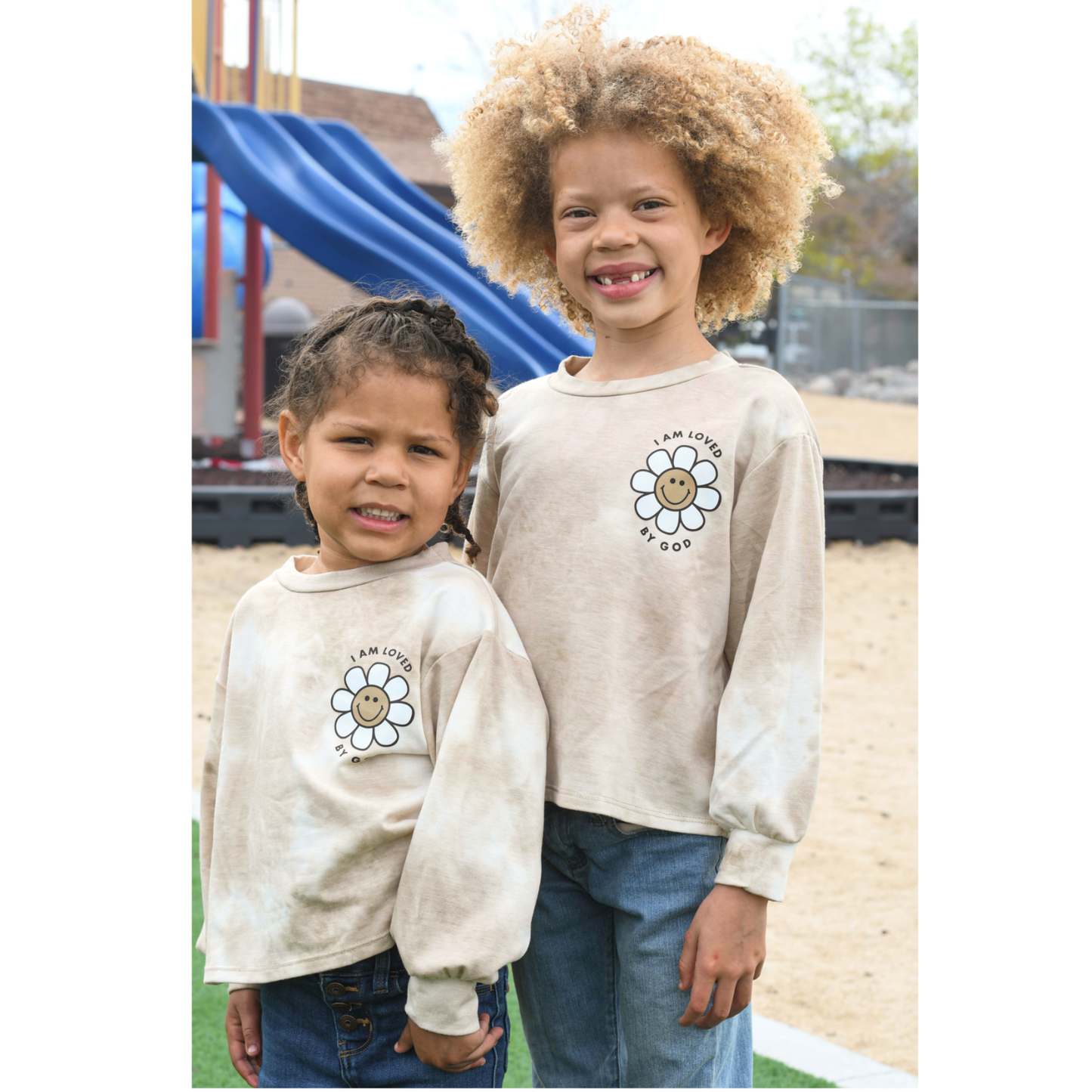 "I Am Loved by God" Tie-Dye Flower Crewneck