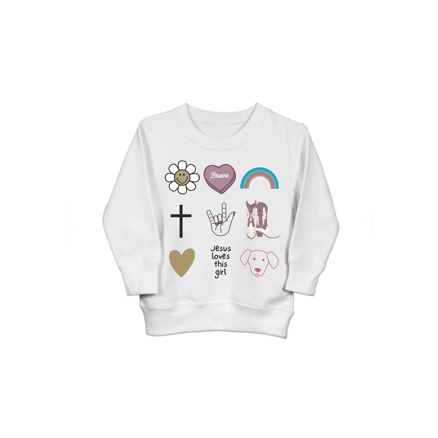 "Loved Girl Doodles" Crewneck Pullover