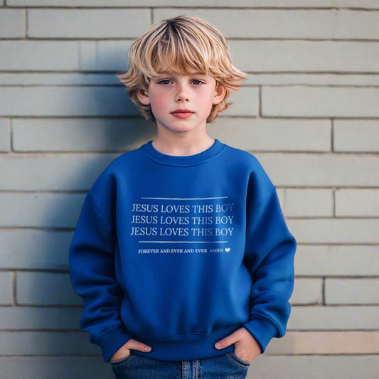 "Jesus Loves this Boy" Crewneck Pullover - Royal Blue