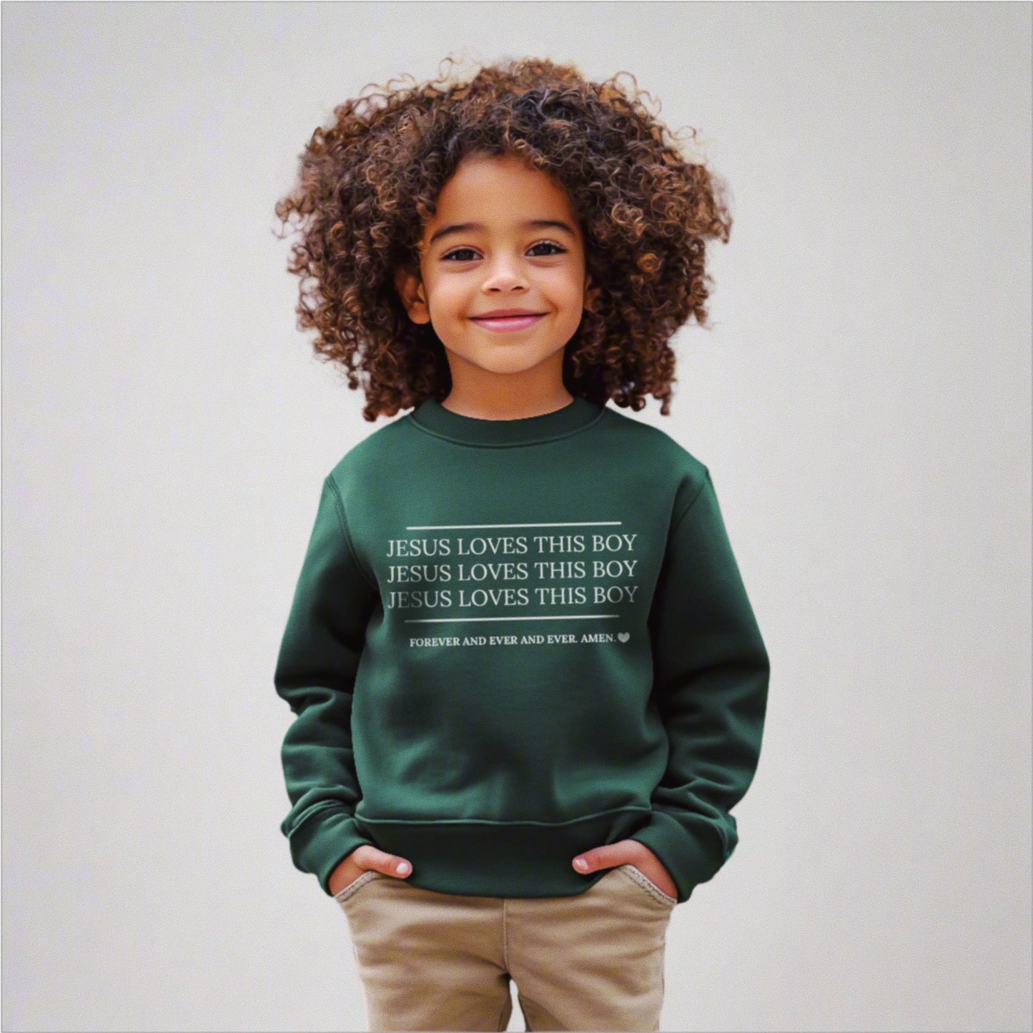 "Jesus Loves this Boy" Crewneck Pullover - Green