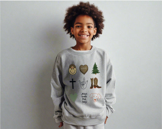 "Loved Boy Doodles" Crewneck Pullover